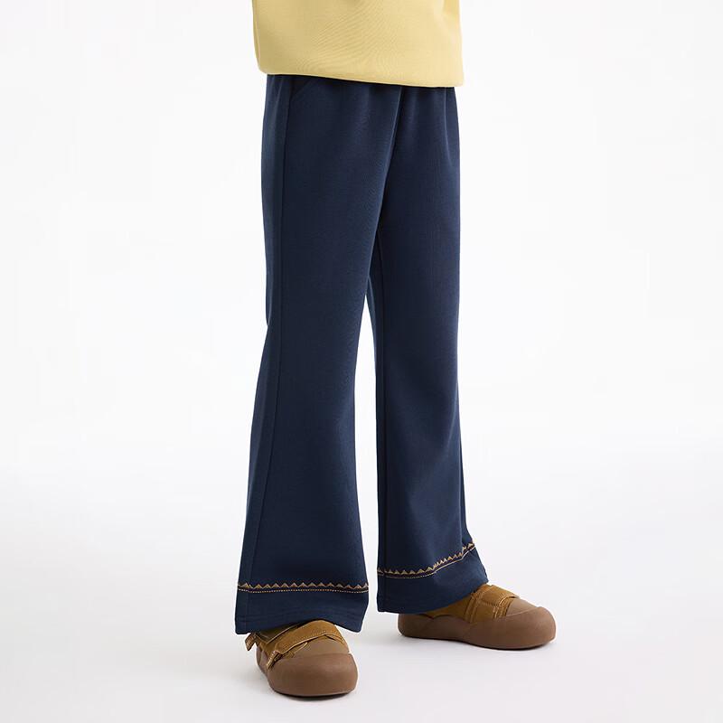 Girls' Retro Embroidered Flare Casual Pants