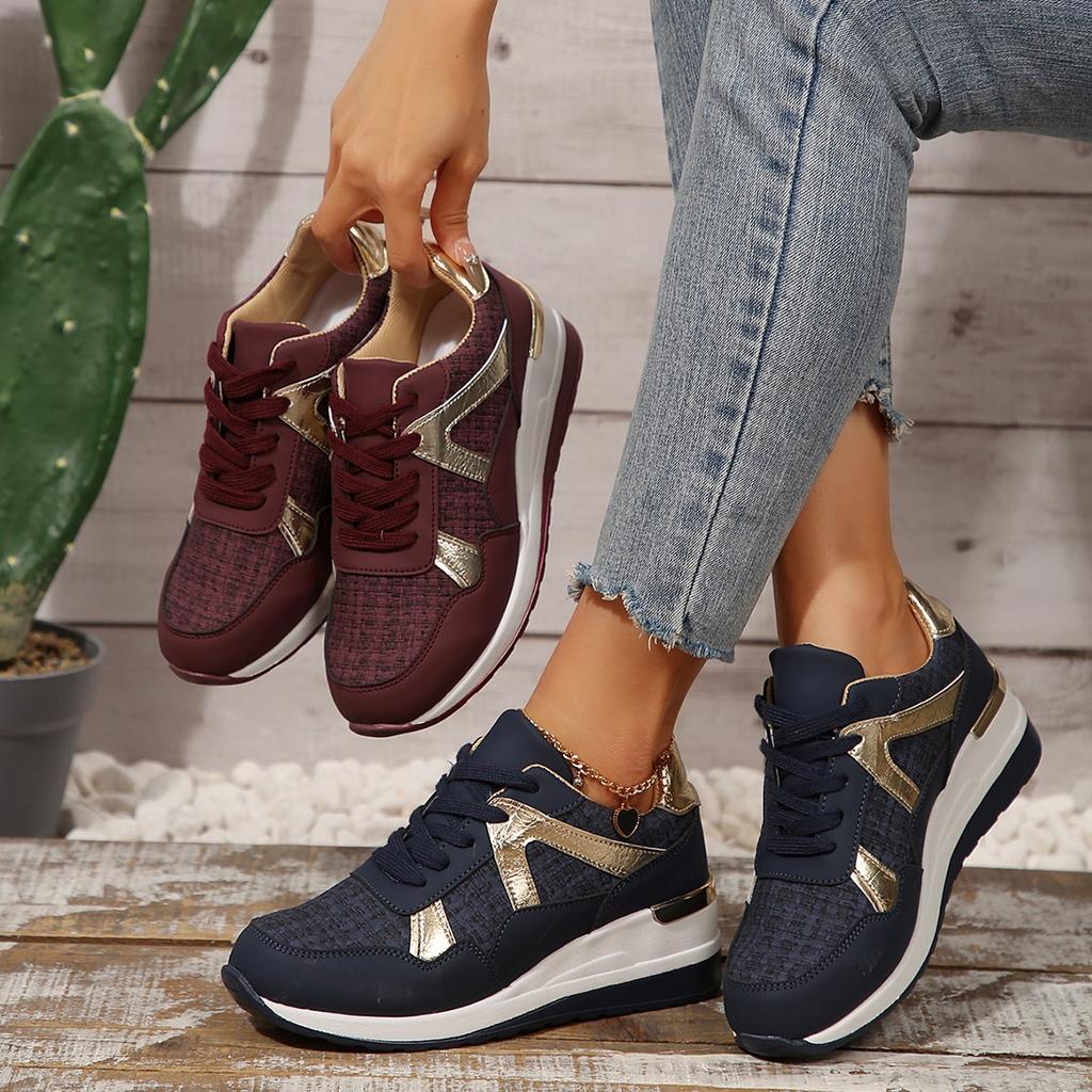 Zapatillas de cuña nuevas para mujer Zapatos de plataforma de malla Color liso Suela gruesa Zapatos vulcanizados para la tendencia Zapatillas cómodas