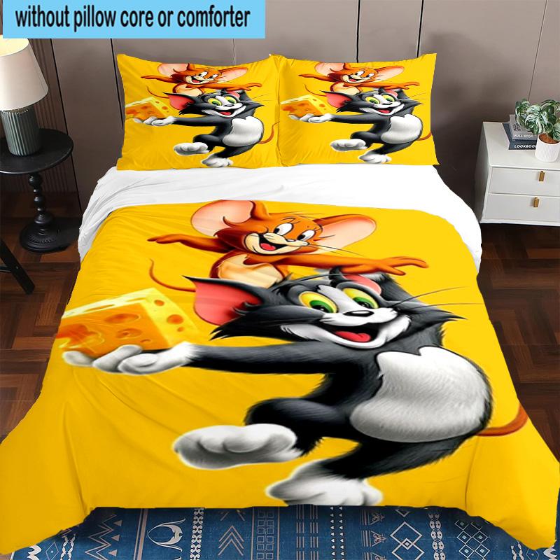 3PCS Cat and Mouse 3pcs Bedding,Including 3PCS Duvet Cover And 2pcs Pillowcases Perfect for Christmas,Ideal for Bedroom, Dormitory