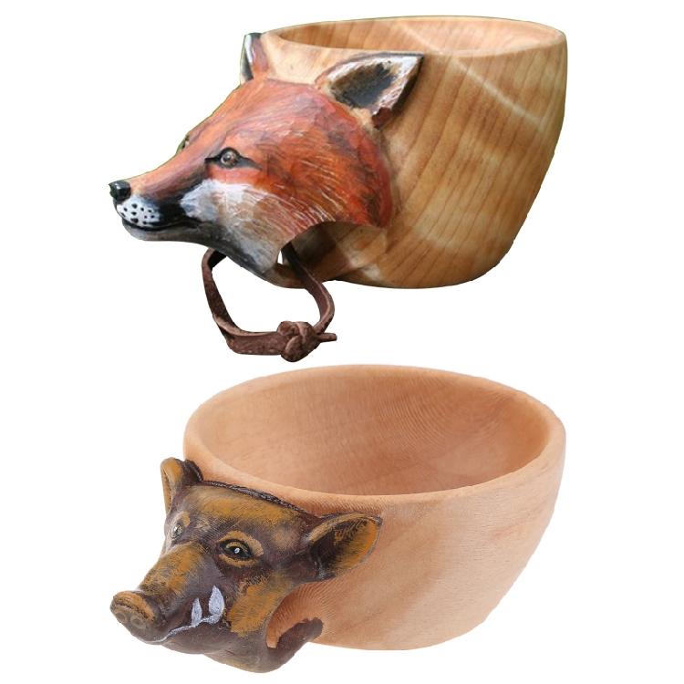 Animals for Head for Image Cup Wooden Mug Animal Shape Portable Camping Drinking