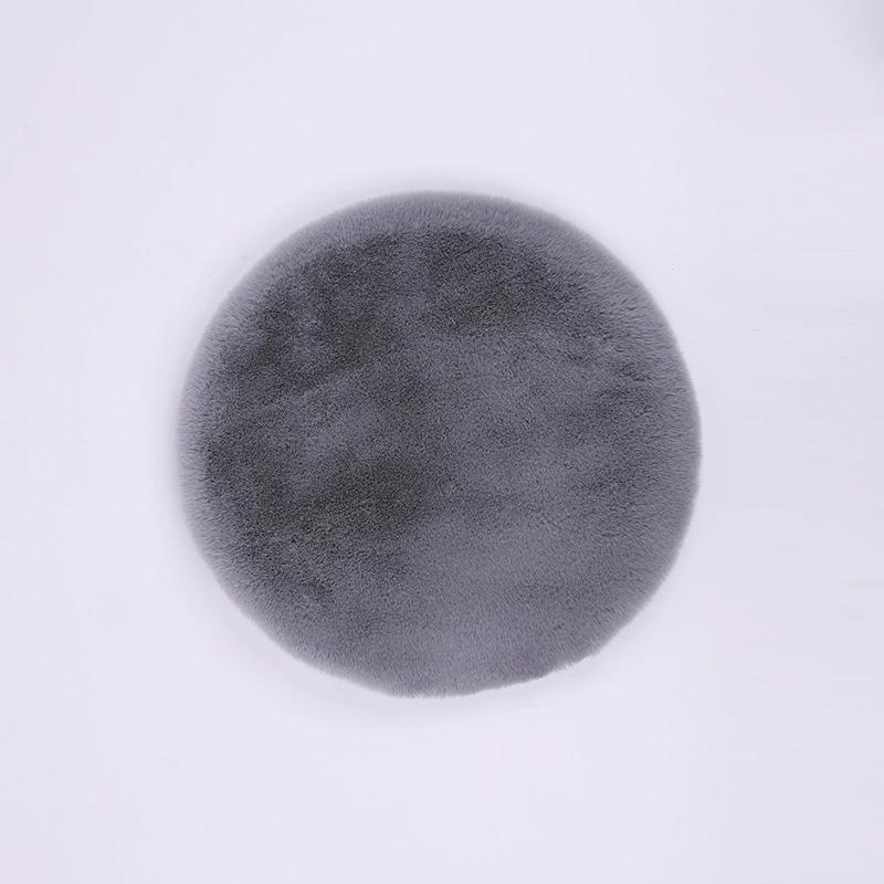 

1 шт. Толстая подушка для стула Толстый коврик Имитация кролика Теплый Однотонный Бытовой Плюшевая подушка Круглая Длинный ворс светло-серый
