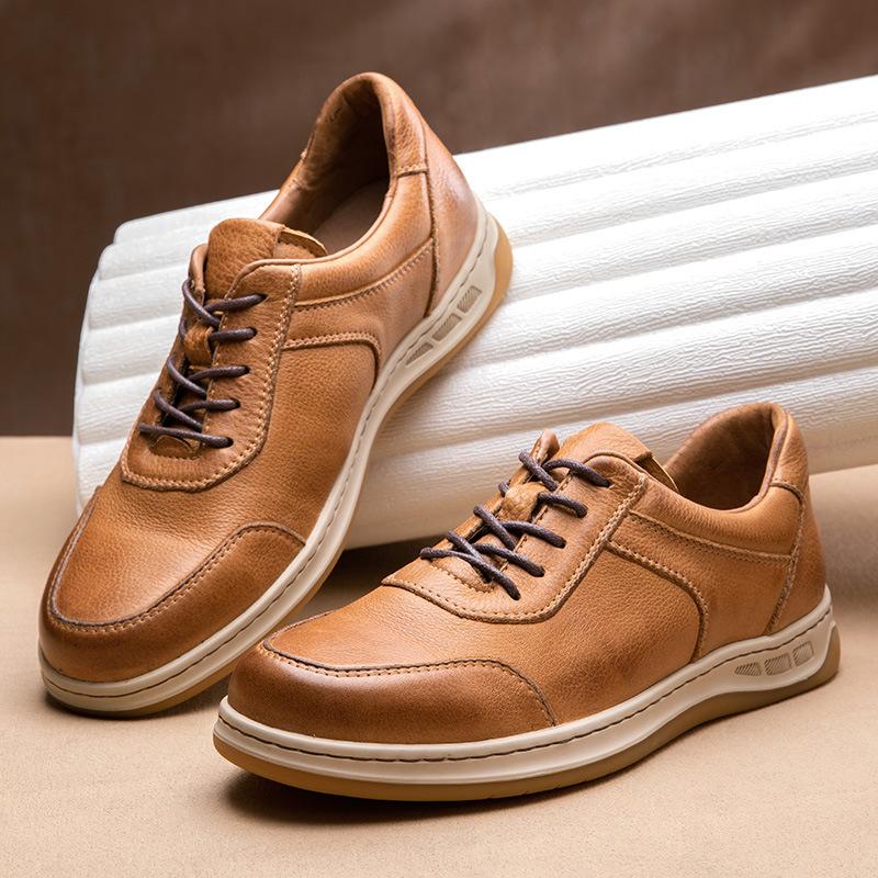Handmade Business Casual Leather Shoes Men'S Genuine Leather British Style Soft Bottom Breathable First Layer Cowhide Men'S Shoes