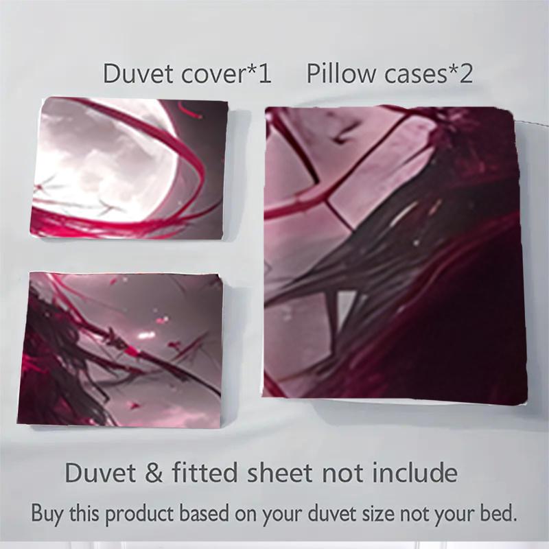 3pcs Moonlit Red Haired Warrior Fantasy Bedding Set-Perfect for Bedroom, Guest Room, Living Room, Hotel Decor-Ideal Gift for Fans, Travelers