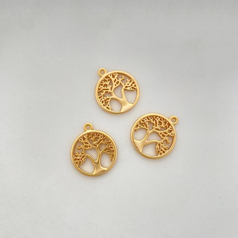 Tree of Life Pendant: 14K Gold-Plated Copper, High Color Retention, Hollow Tree Necklace & Bracelet Charm.