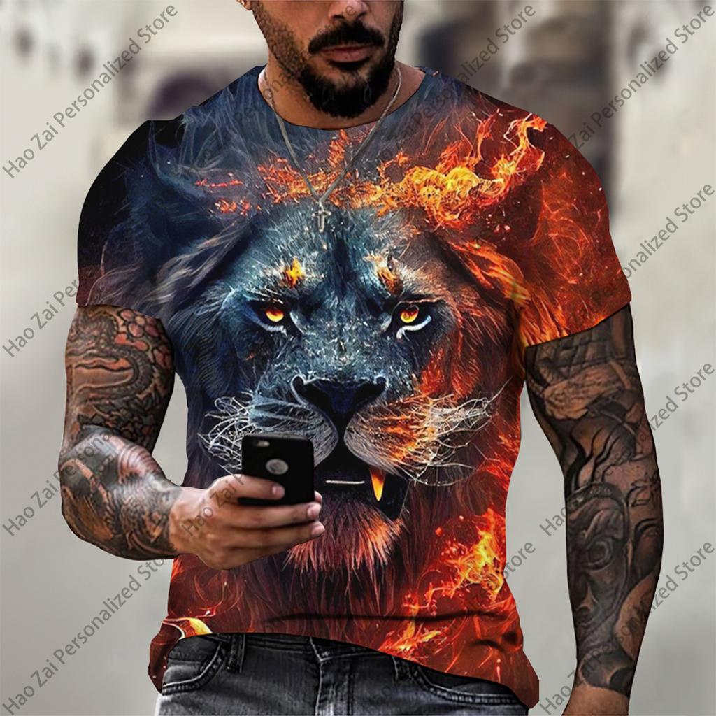 2026 New Summer Fashion: Cool 3D Animal Digital Print Trendy Men's Round-Neck Short-Sleeve T-Shirt—SoftComfortableand Breathable