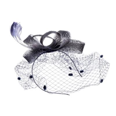 Módne ženy Fascinátor Mesh Hat Stuhy A Perie Svadobný Party Hat