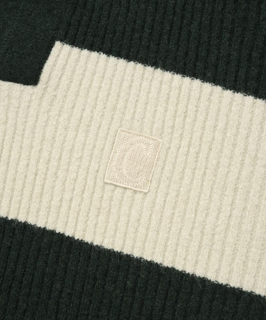 COVERNAT Color Block Stripe Collar Knit Green