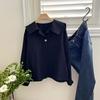 Shop Women Chilling Collar Button Half Open Daily Long Sleeve Shirt Dgb Wbl