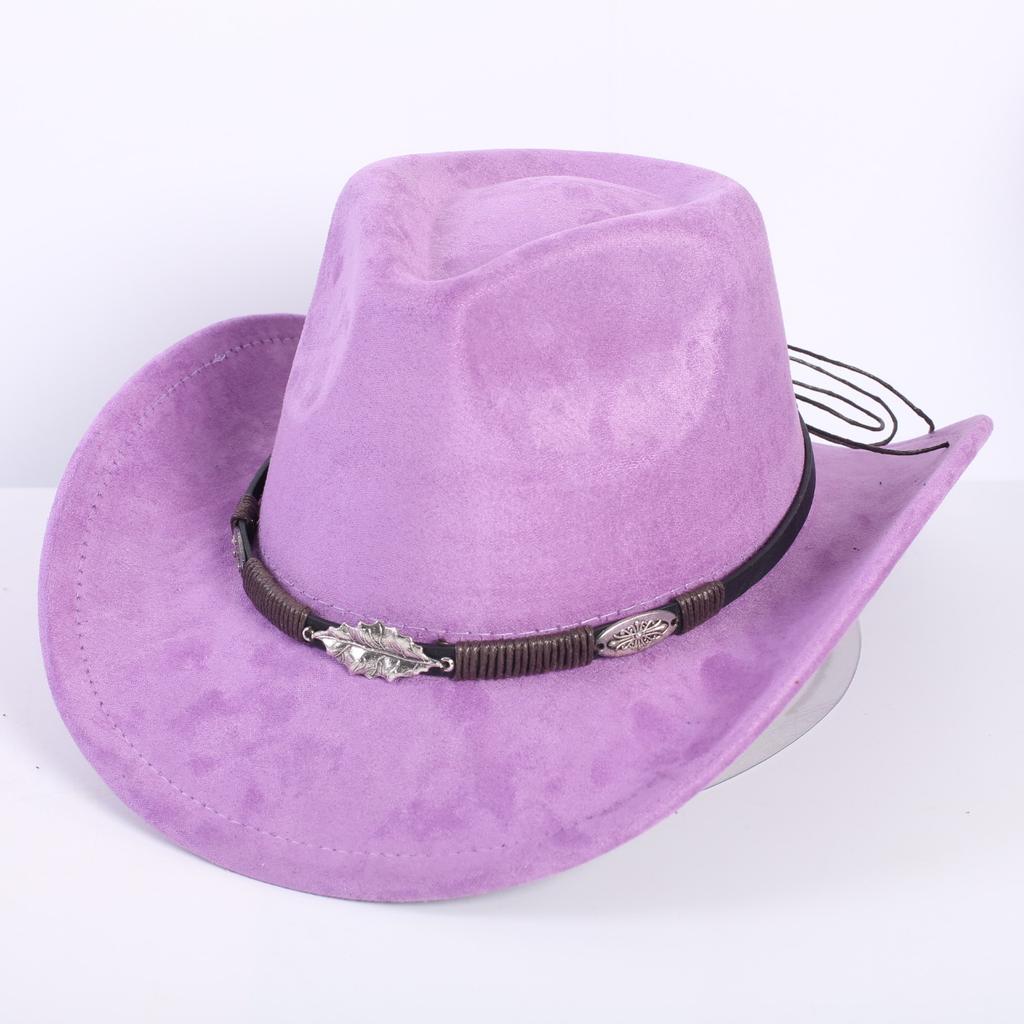 Popular European and American classic suede western cowboy hat men's and women's fashion LO style peach heart cowboy hat