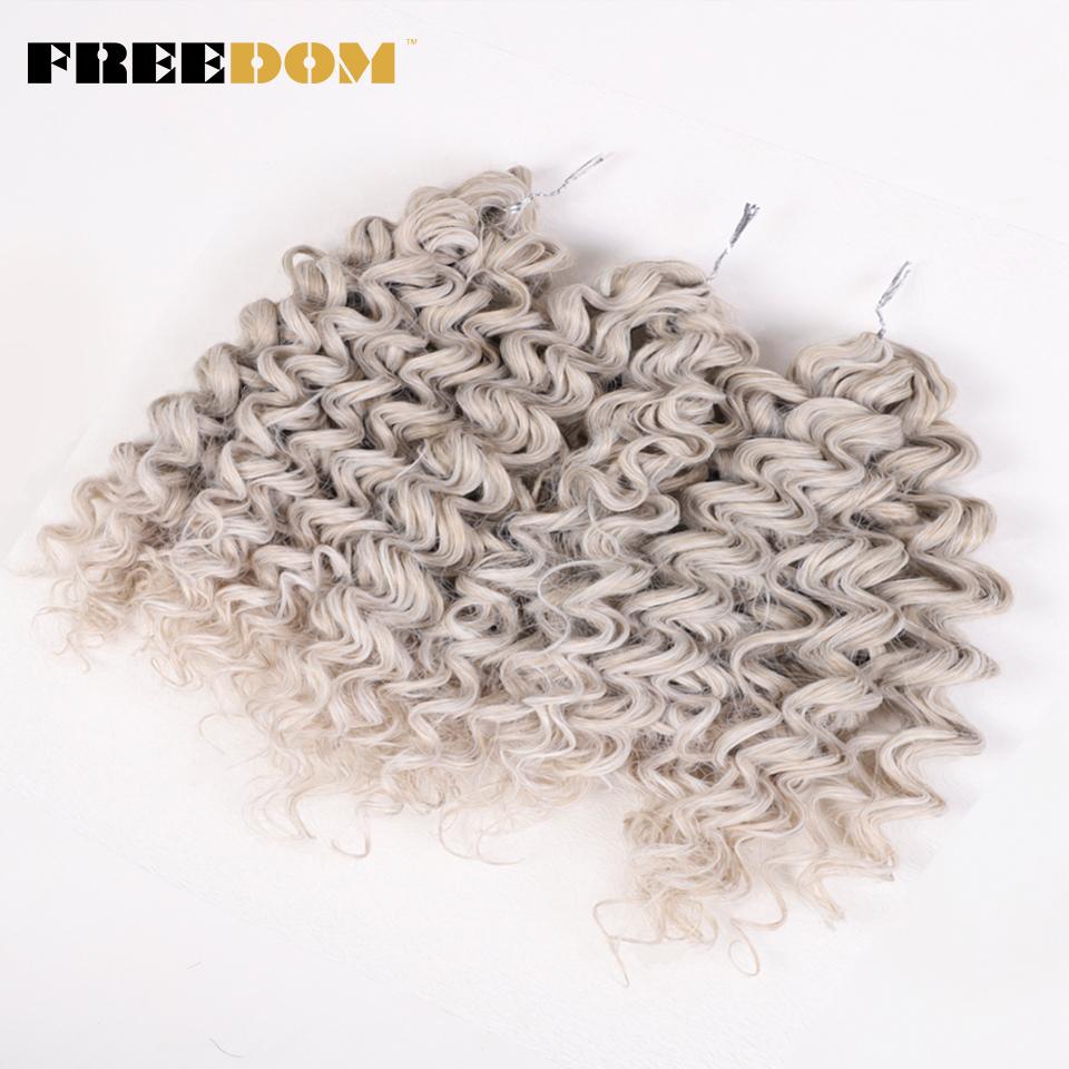 FREEDOM Synthetisches Deep Wavy Twist Häkelhaar Afro Lockiges Haar Häkelzöpfe Ombre Braun 12 Zoll Flecht Haarverlängerung