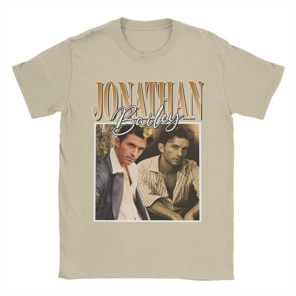 Jonathan Bailey Herren T-Shirts Lässiges T-Shirt Kurzarm Rundhals T-Shirts Reine Baumwolle Übergröße Tops