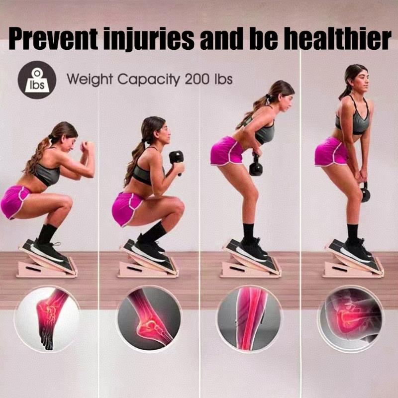 Regulable Wood Balance Board with 4 Level Folding Wood Incline Board for Leg Muscle Strengthening
