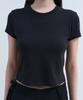 Yuseuteule Waist Embroidered Short Sleeve T-Shirt (Black)