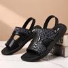 New Men Shoes Summer Fashion Sandal Striped Print Flat Casual Slides Outdoor Cool Beach Shoes