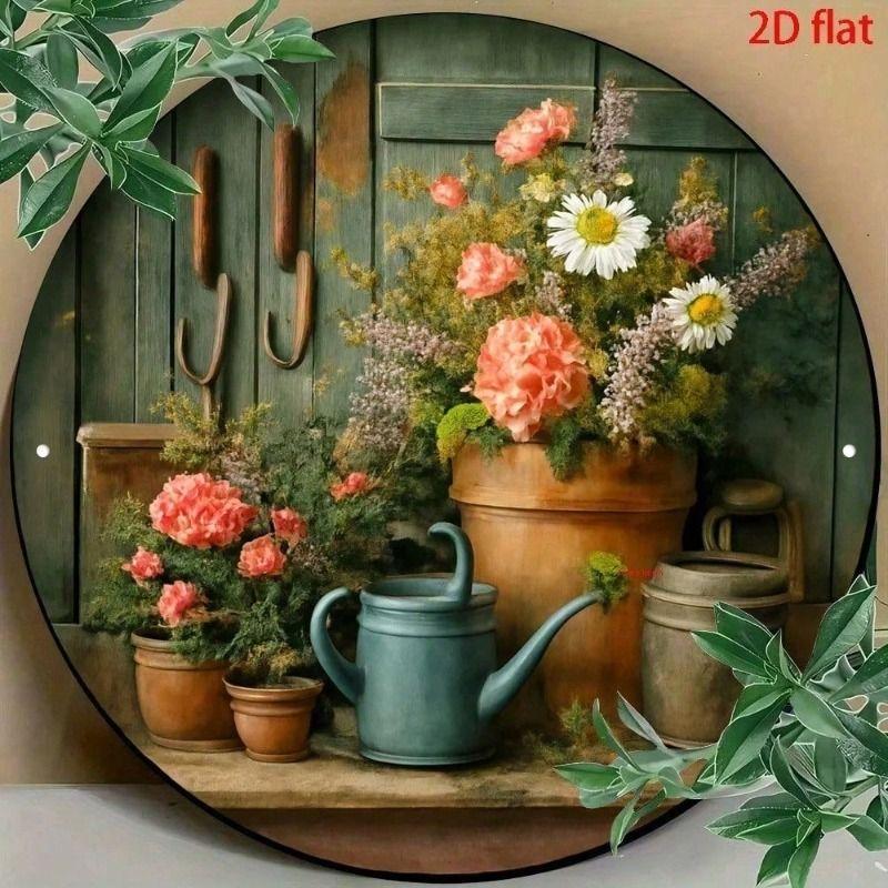 Vintage Floral Garden Metal Poster Peonies Daisies Wall Decor Home