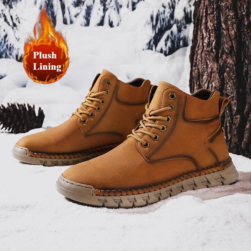 Handmade Men's High-top Boots Ankle Leather Shoes Outdoor Hiking Boots Sneakers Footwear Autumn & Winter