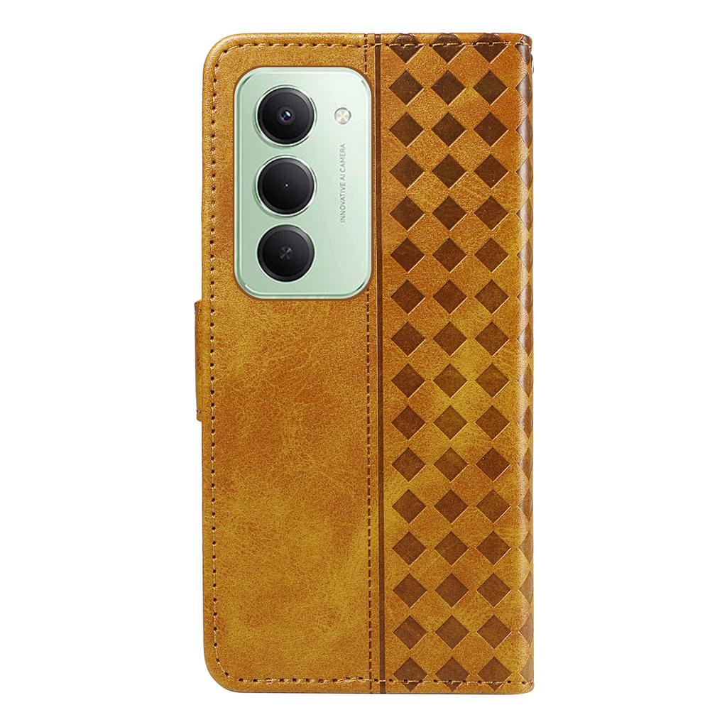 For Xiaomi Redmi 15 4G (EU) (171mm) Leather Case Wallet Stand Grids Imprinted Phone Cover with Strap