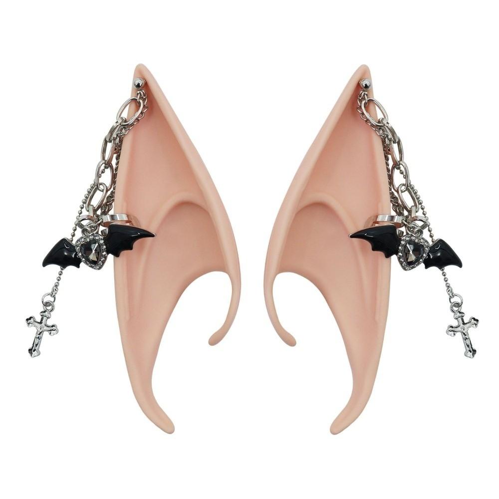1pair Cross False Ears with Earring Ear Cuff Jewelry Cute Elf Ears  Role Play