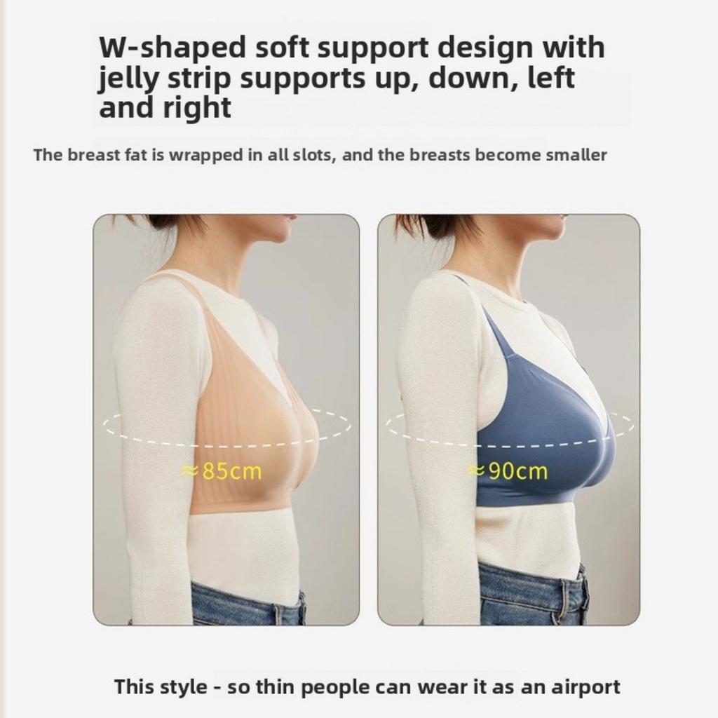 Ultra Thin Soft Support Jelly Bra for Women with Large Chest, Small and Seamless Without Steel Ring, Gathered and Supported Bra