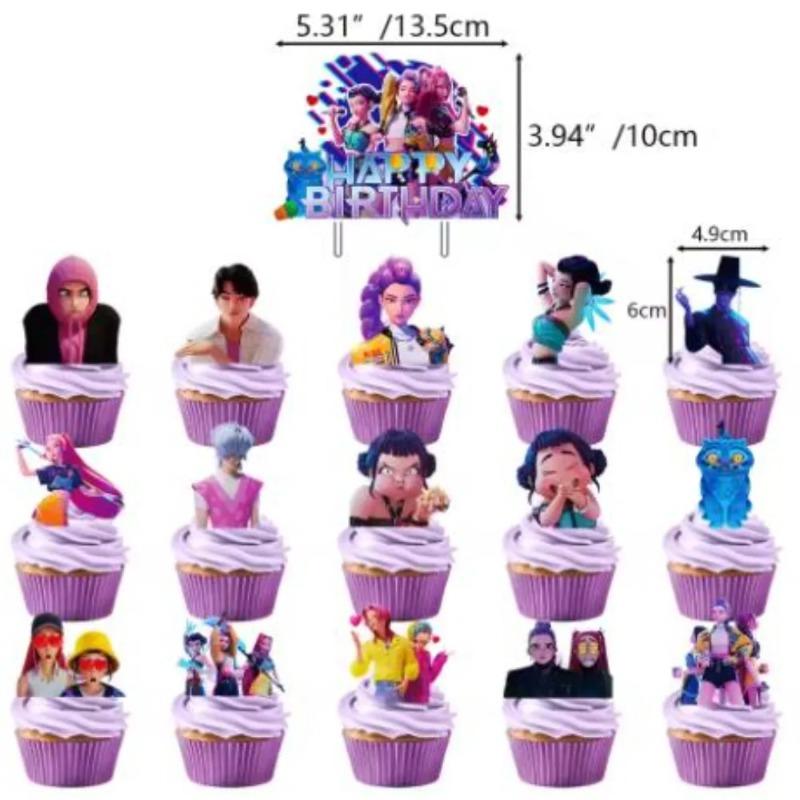 Set Banner Palloncini Tema Cacciatore di Demoni Palloncino Compleanno Carino Rumi Mira Zoey Decorazione Sfondo Torta Giocattolo per Festa