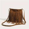 Lightweight Crossbody Bag with Tassels, Featuring an Adjustable Strap