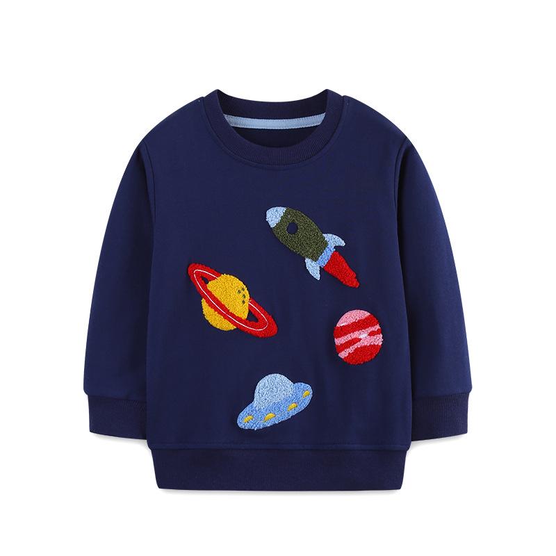 AostaBetty European Kids Cartoon Embroidery Sports Hoodie 120cm