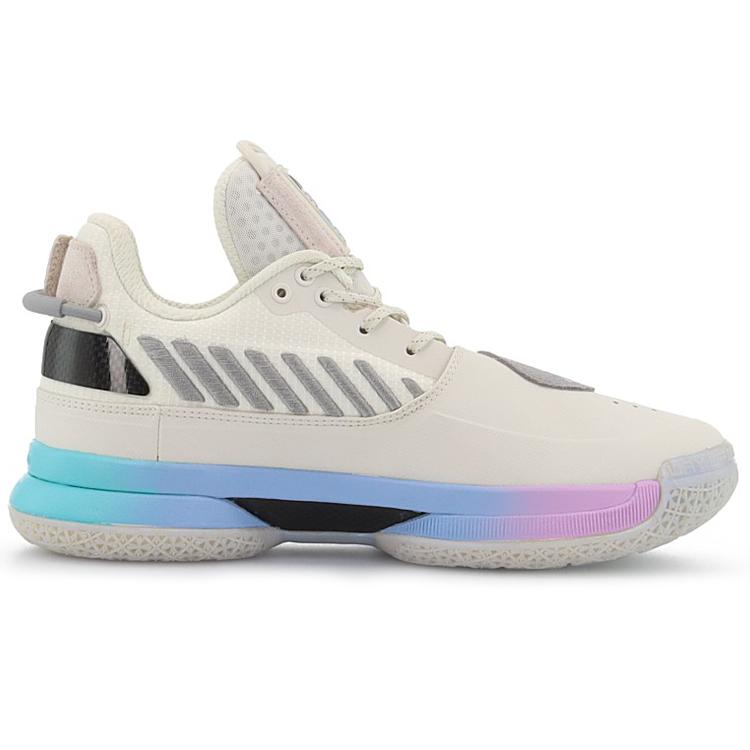 Li Ning WOW 7 Comfortable Slip Resistant, Abrasion Resistant, Lightweight Mid Top Basketball Shoes Men's White ABAN079-12