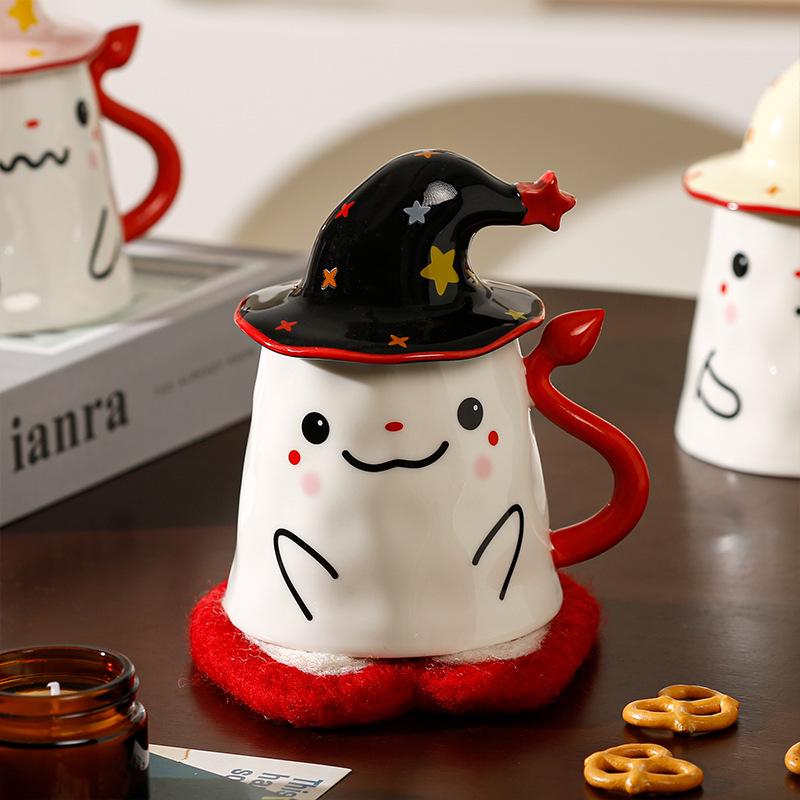 Quirky Ghost Ceramic Mug with Lid - Birthday, Graduation, or Souvenir Gift for Girlfriend