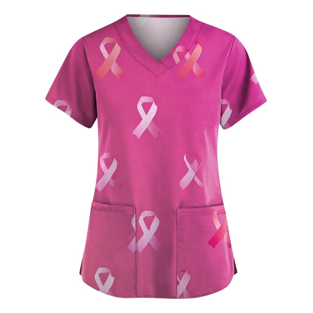 Dámská móda Overal s V výstřihem a krátkým rukávem s kapsami Potištěné topy Oblečení