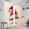 2pcs,2D Plane Printing Curtains Vintage Santa Hat Polyester (without Rod) Decorations For Home for Room, Kitchen, Study,