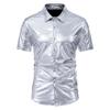 2024 European & American Men's Shiny Disco Short Sleeve Shirt - Youth Hot Stamping, European Size