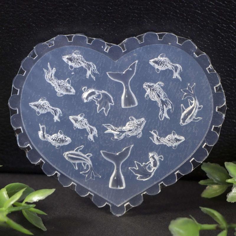 3D Rose Heart Fish Shaped Mold Nail Art Mold Silicone Combination Decorative Mold Nail Art Making Tool Carving Mould