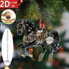 Running Horse Acrylic Decorative Pendant Holiday Christmas Tree 2026 New Year 2D Flat Xmas Pendant Ornament Party Supplies