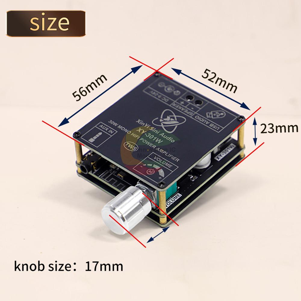 DC 9-24V XY-301W Mono 30W Bluetooth Digital Audio Amplifier Board TWS True Wireless Box Connection Stereo