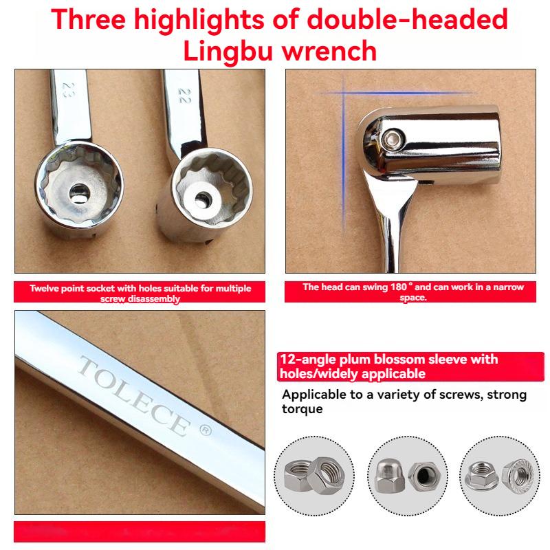 8-23MM Metric Double End Pipe Socket Wrench Car Repair Tool12 Point PT Swivel Head CRV Steel Tool Set Wrenchs Car Tool Set