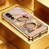 Diamond Letter S Electroplated Glass Phone Case Suitable for Samsung Galaxy S26 S25 S24 S22 S21 S20 FE/Ultra/Plus Anti Drop