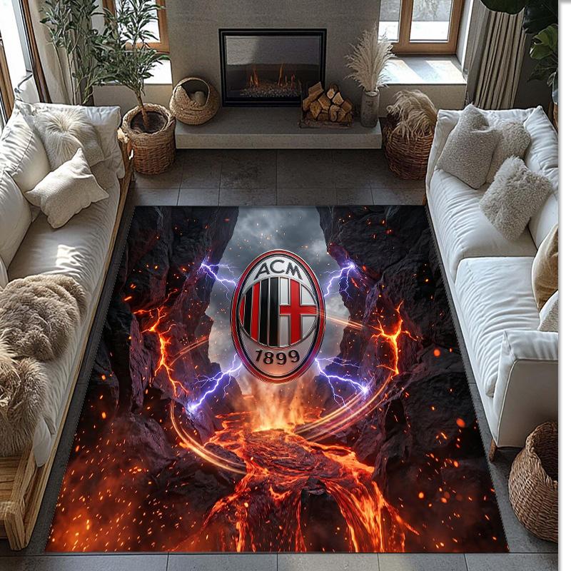 AC Milan Printed Flannel Area Rug Non Slip Soft Polyester Floor Carpet Indoor Decor Mat for Bedroom Living Room Sofa Game Room Home Decoration