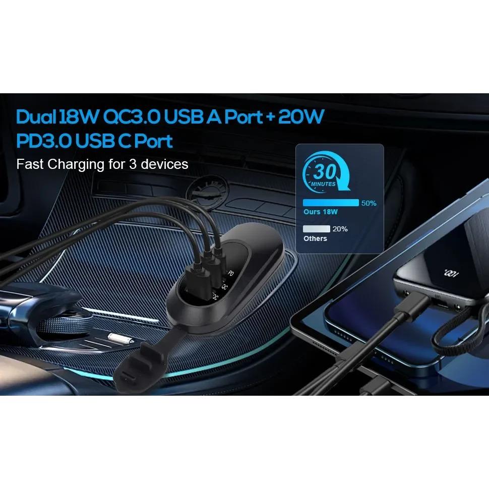 3 Anschlüsse 56W 12V RV USB-Steckdose Dual 18W QC3.0 USB-A & PD3.0 USB-C Steckdose Autoladegerät Buchse für Auto Marine Boot Motorrad LKW