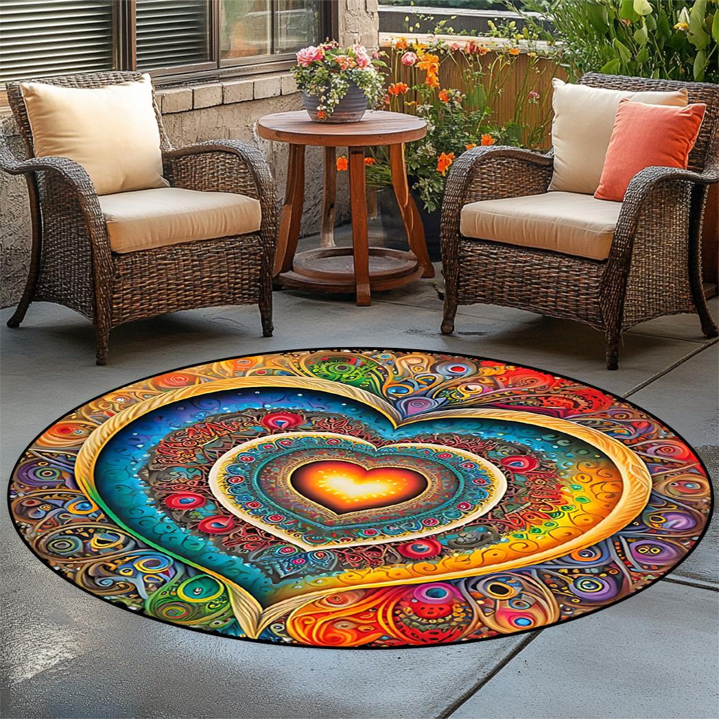 

Original Heart-Shaped Patterned Area Rug, Round Non-Slip Washable Mat, Suitable for Large Carpets in Patios/Rvs/Living Rooms/Bedrooms/Balconies 80cm x 80cm