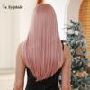 Women's Cross-Border Wigs: Long Straight Hair with Bangs, High-Temp Synthetic, Full Coverage, Available in Black, Red-Brown, Orange, and Pink.