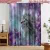 2D Flat Printing 2pcs Curtain Scene Curtains Purple Flowers and Cat Digital Printed Polyester Drapes Birthday Party Use for