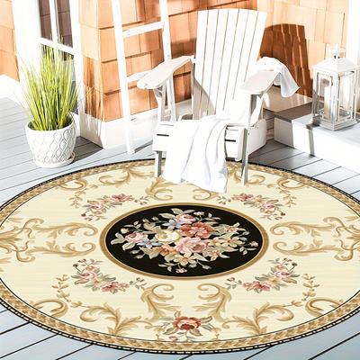 1 Stück runder Teppich im Boho-Chic-Muster für den Innenbereich, rutschfest, waschbar, weiche und bequeme Matte für Schlafzimmer und Wohnzimmer