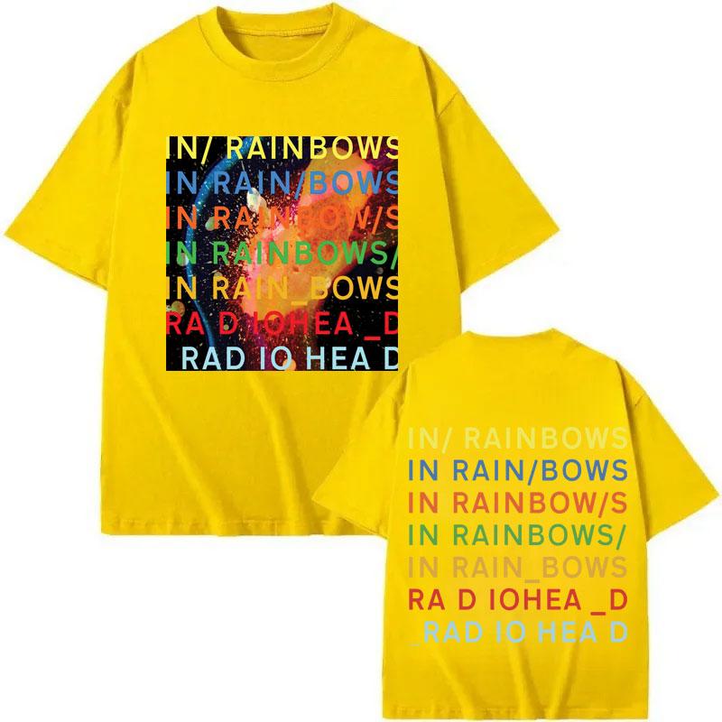 Rock Grupė Radiohead in Rainbows Album Merch Marškinėliai Vyrams Moterims Drabužiai Y2k Mada Marškinėliai Vasariniai Kasdieniai Laisvi Medvilniniai Marškinėliai