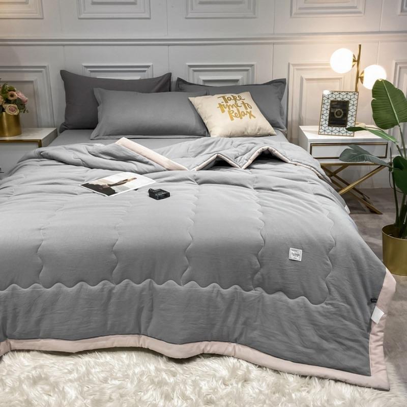 new summer washed cotton summer quilt machine washable summer cool quilt solid color skin-friendly air conditioner quilt