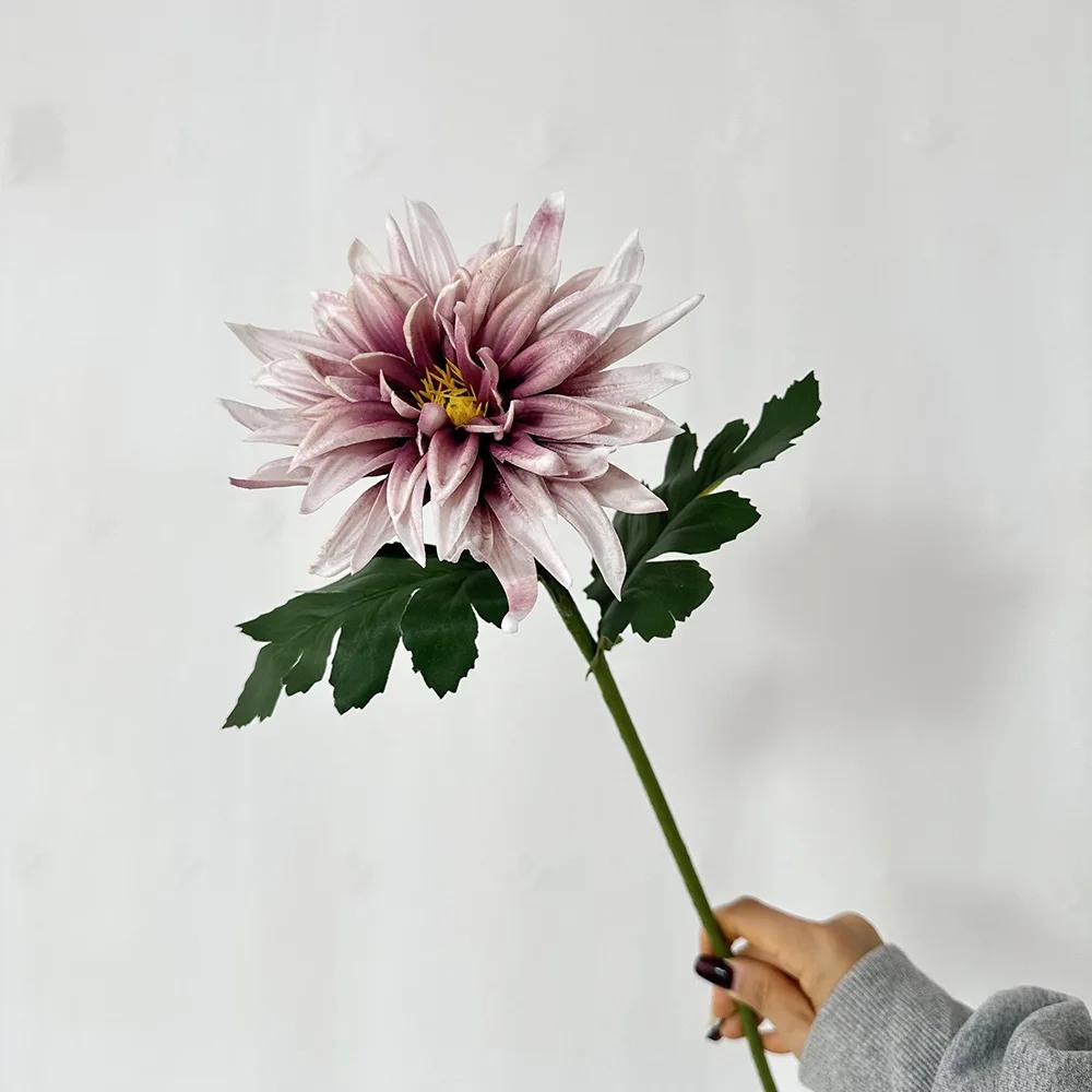 5Pcs/lot Artificial PU Dahlia Flowers Wedding Decoration Fake Flowers Arrangement Home Accessories Party Table Floral Dahlias