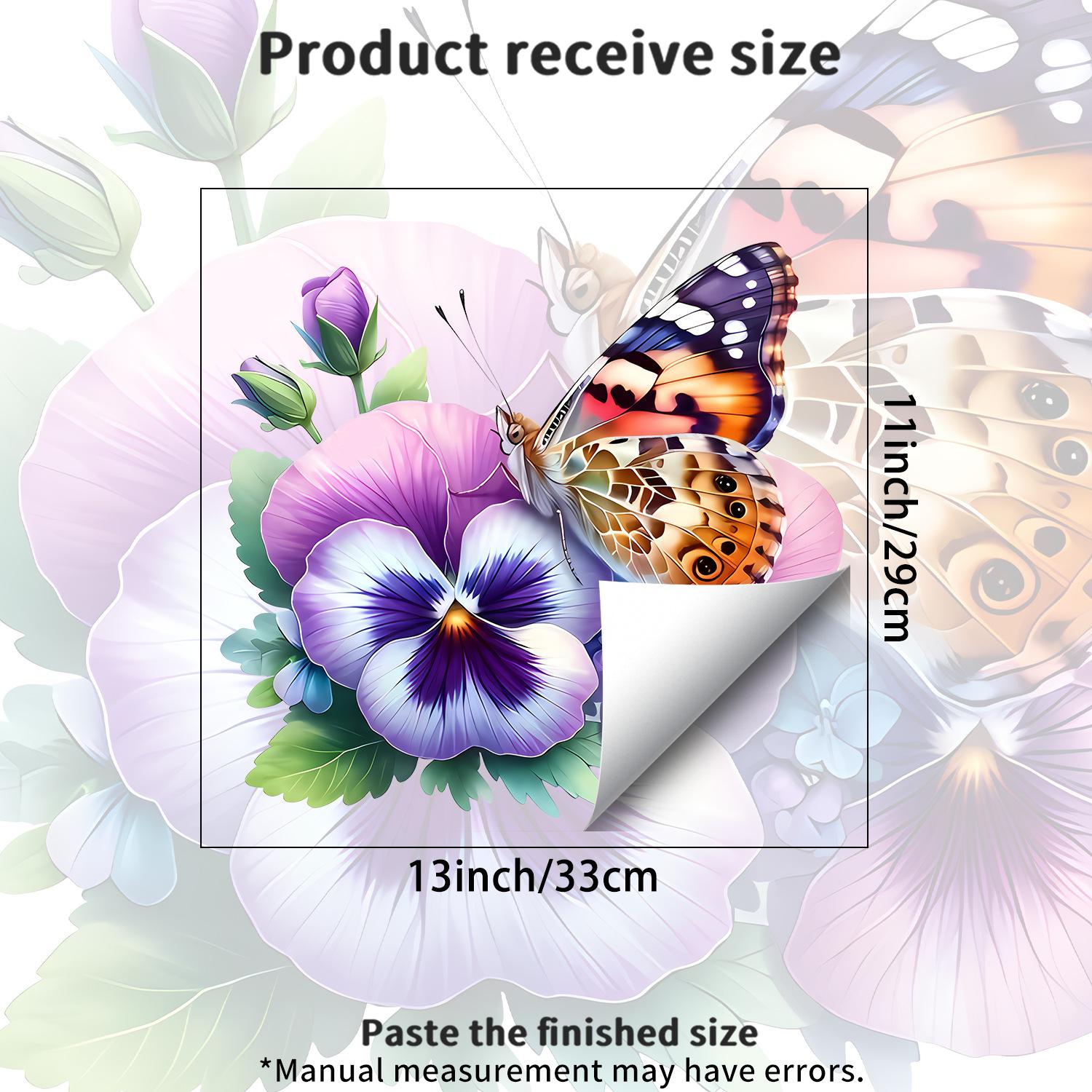 

Watercolor Pansy Butterfly Static Cling Wall Sticker Purple Aesthetic for Living Room Home Decor 29x33cm разноцветный