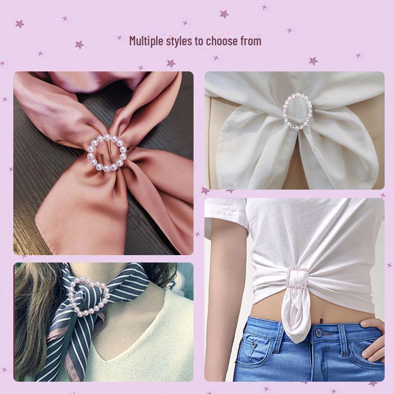 1/3pcs Fashion Silk Scarf and Shirt Knot Buckle - Clothing Accessory