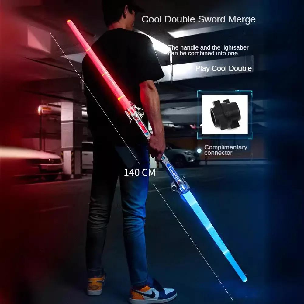 Children Colorful Glowing Sword Toys Telescopic Music Laser Sword 2-In-1 Rotating Decompression Light Sword Kids Adult Boys Toys
