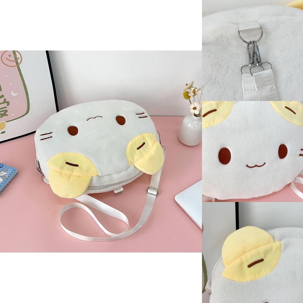 Cartoon Cat Plush Backpack For Girls And Boys With Large Capacity For School And Daily Use