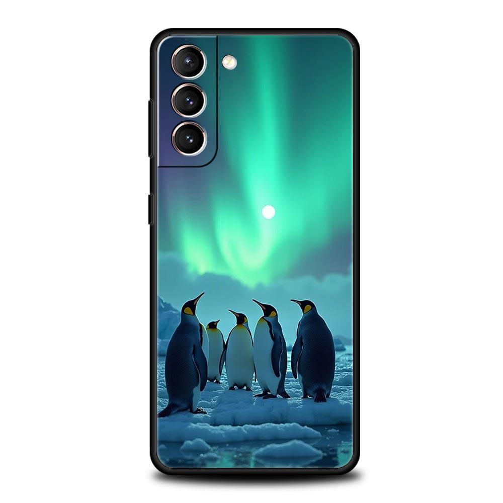 Penguin Kawaii Cute Soft Phone Case For Samsung Galaxy S25 Edge S24 Plus S23 FE S22 S21 S20 Ultra 5G S10 Black Protect Cover